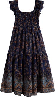Ava & Yelly Kids' Smocked Border Maxi Dress