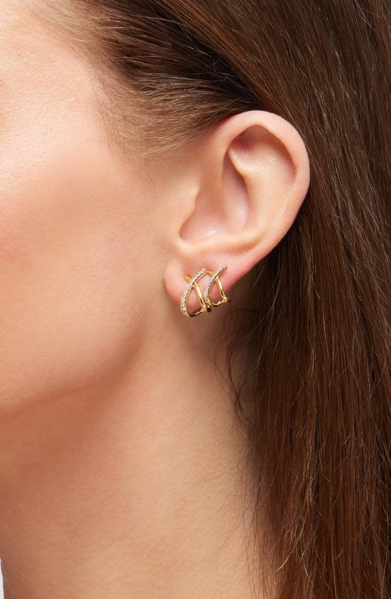 Nadri The Perfect Gift Double Cage Stud Earrings, Alternate, color, Gold