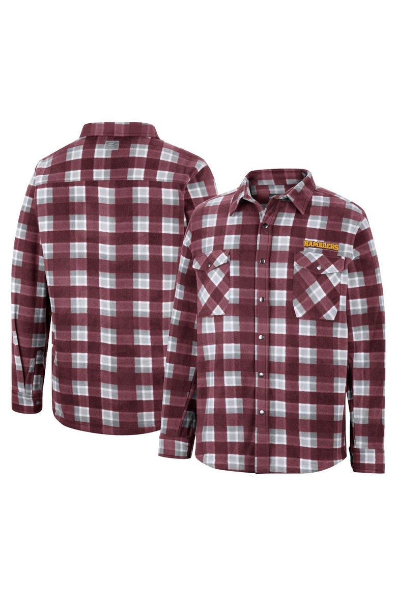 Men's Colosseum Maroon/White Loyola Chicago Ramblers Ellis Plaid Full-Snap Shirt Jacket, Main, color, Maroon