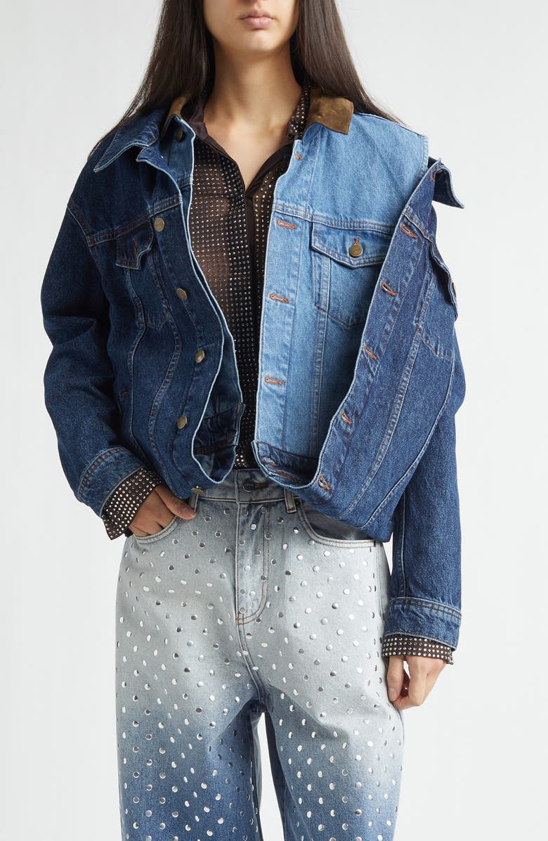 MONSE Loop Hem Doubled Denim Jacket, Main, color,