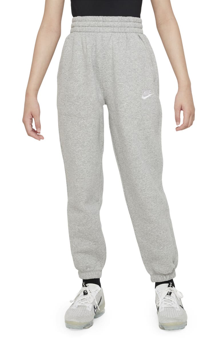 Nike Kids' Sportswear Club Fleece Sweatpants, Main, color, Dark Grey Heather/ White