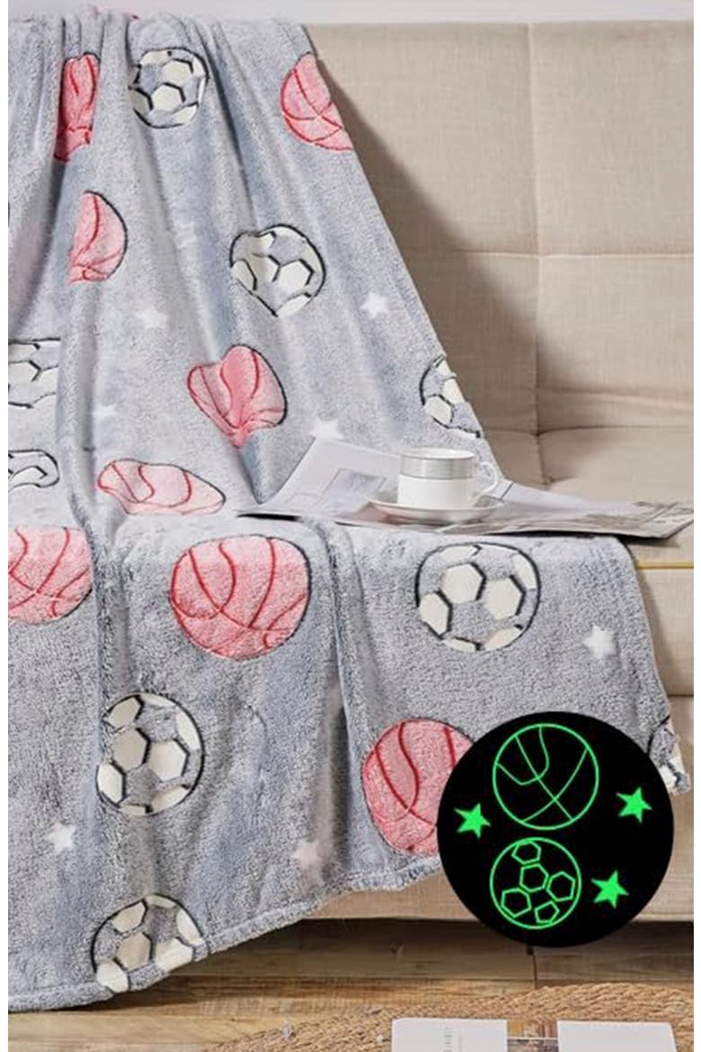 Glow-in-the-Dark Fleece Throw Blanket, Alternate, color, ALL-STAR