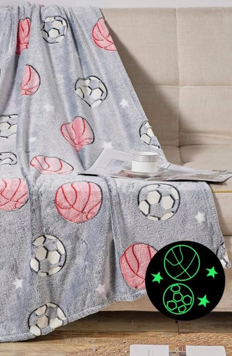 Luxury Home Glow-in-the-Dark Fleece Throw Blanket, Alternate, color, All-Star