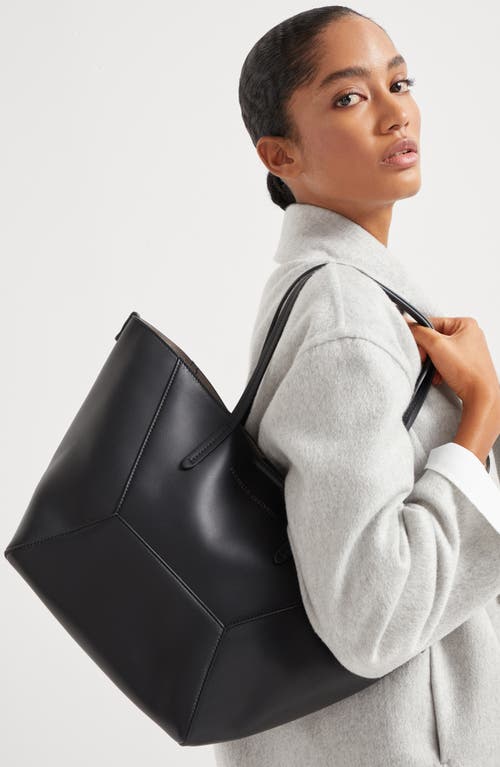 Brunello Cucinelli Calfskin Small Bc Duo Bag In Black