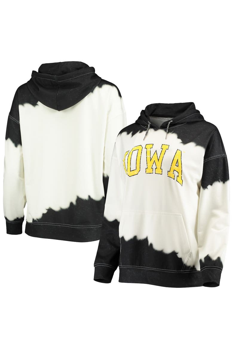 Women's Gameday Couture White/Black Iowa Hawkeyes For the Fun Double Dip-Dyed Pullover Hoodie, Main, color, White
