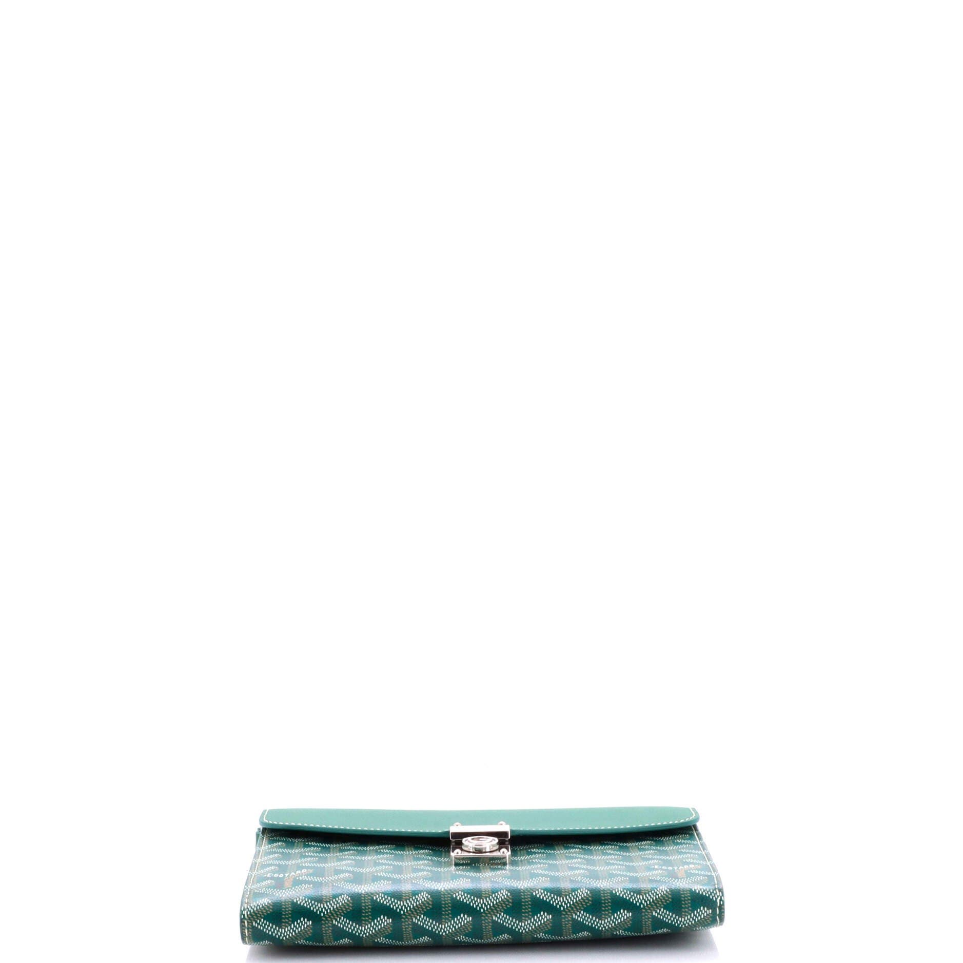 Pre-Owned Goyard Chypre Wallet on Strap Coated Canvas with Leather, Alternate, color, Green