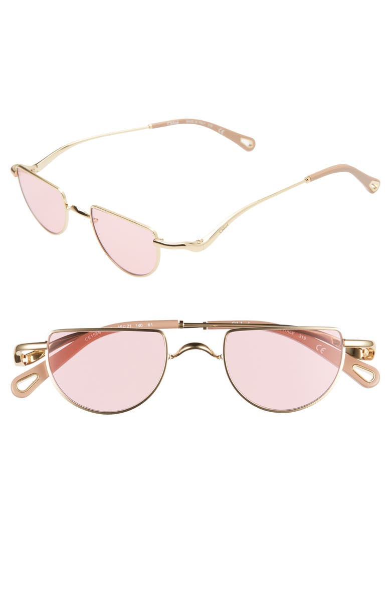 Chloé Ayla 45mm Half Circle Sunglasses, Main, color,