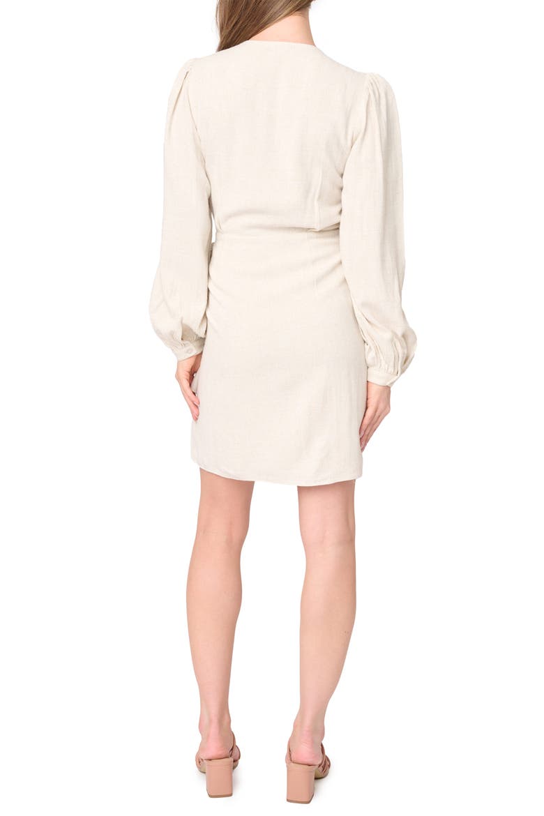 Long Sleeve Faux Wrap Dress, Alternate, color, OATMEAL