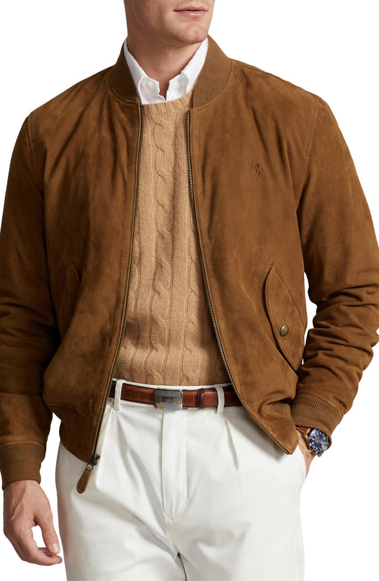 Polo Ralph Lauren Suede Bomber Jacket, Main, color, 