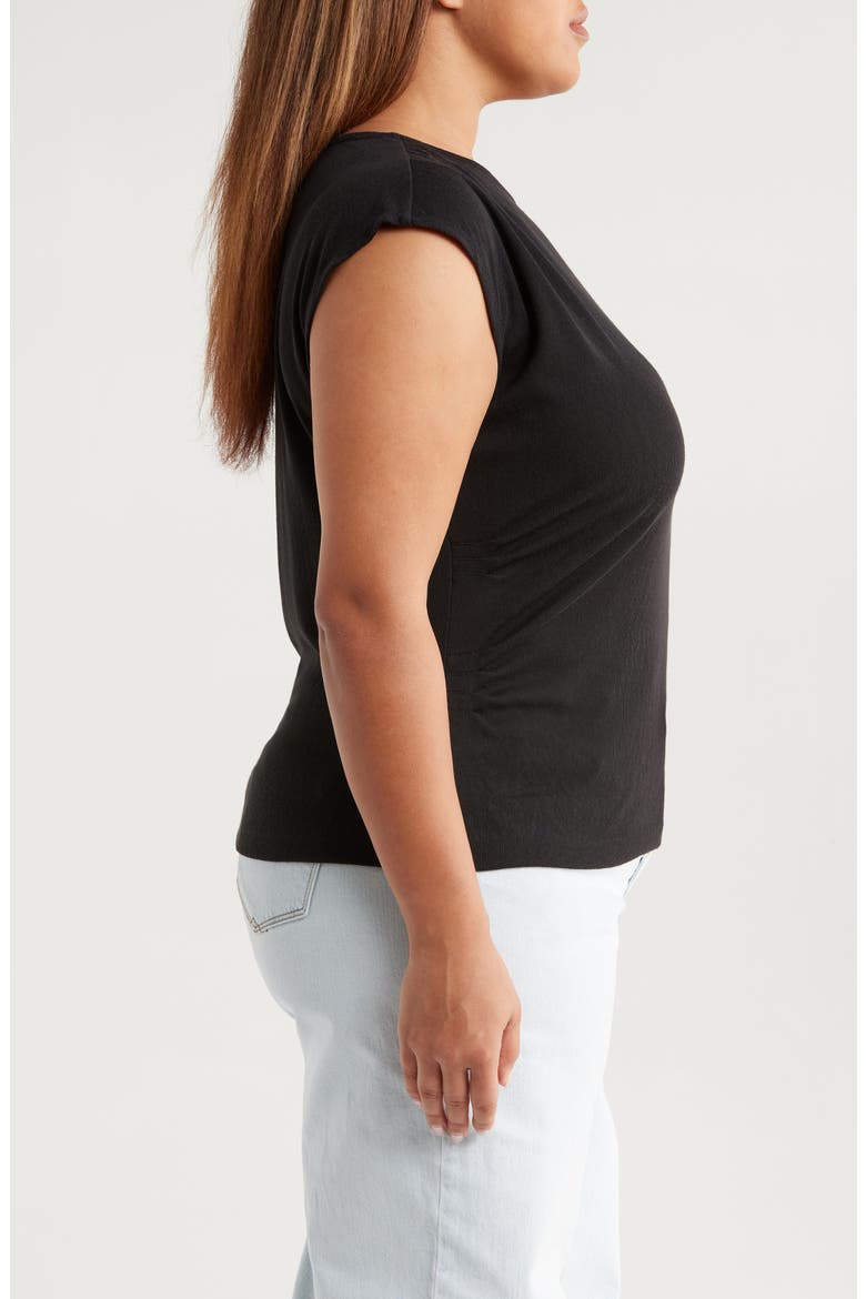 Cap Sleeve Top, Alternate, color, BLACK