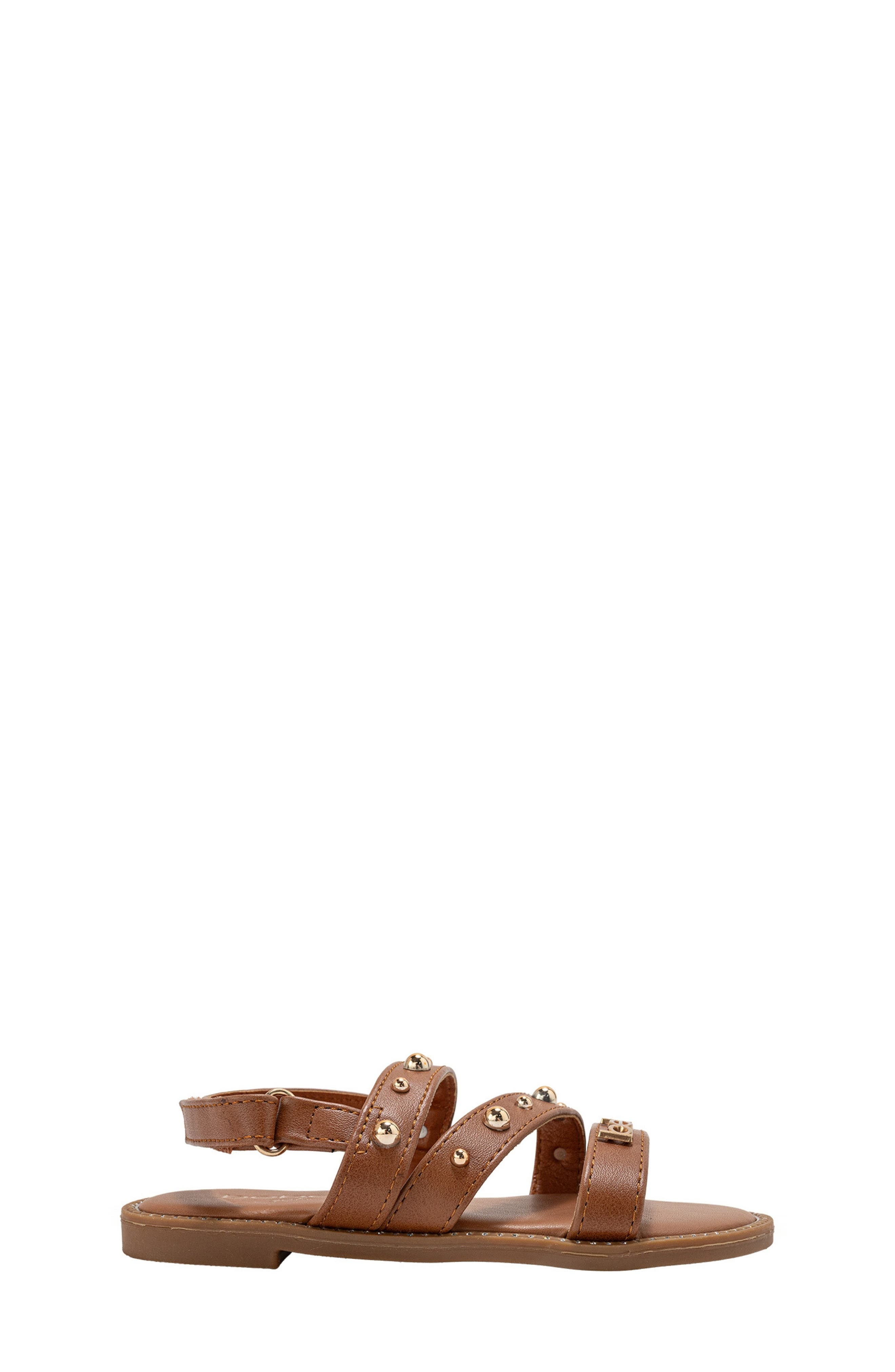bebe Studded Strap Sandal, Alternate, color, Cognac