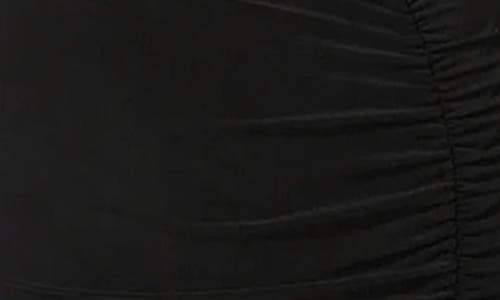 Bebe Ruched High Slit Maxi Dress In Black