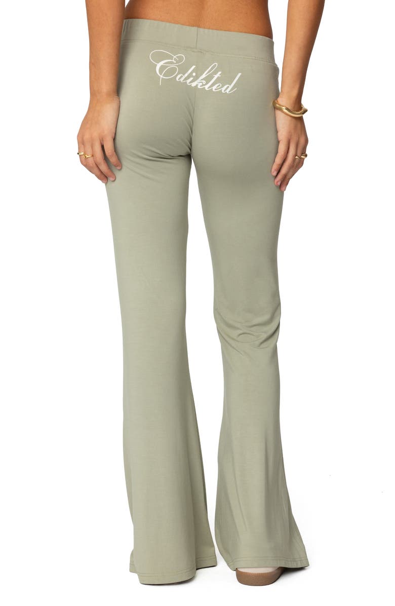 EDIKTED Flared Logo Graphic Leggings, Alternate, color, Olive