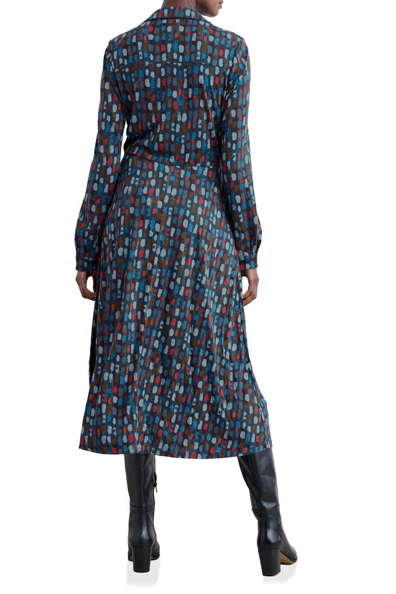 Coastline Print Long Sleeve Organic Cotton Blend Shirtdress, Alternate, color, DYE STROKES DARK LUGGER