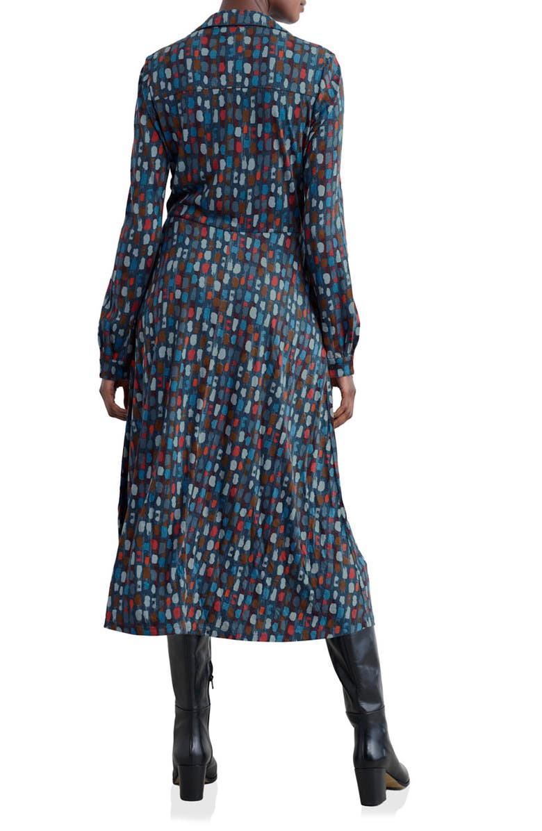 Seasalt Cornwall Coastline Print Long Sleeve Organic Cotton Blend Shirtdress, Alternate, color, Dye Strokes Dark Lugger