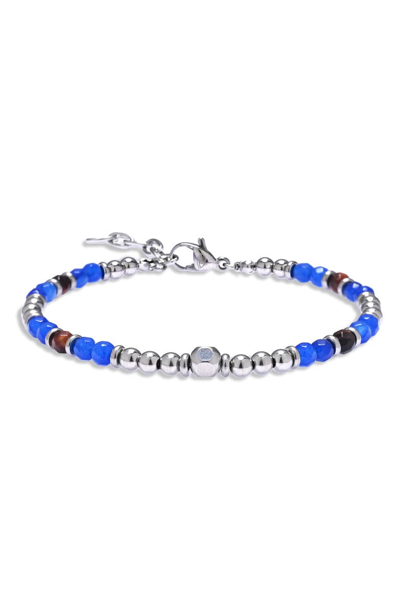 EYE CANDY LOS ANGELES Gabriel Semiprecious Stone Beaded Bracelet, Main, color, Silver