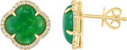 EFFY Diamond Halo Jade Clover Stud Earrings