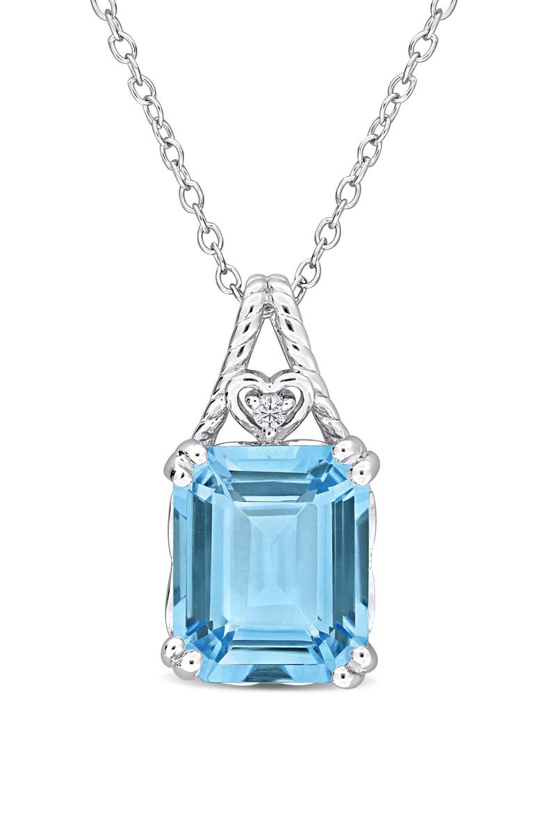 Blue Topaz Pendant Necklace, Main, color, BLUE