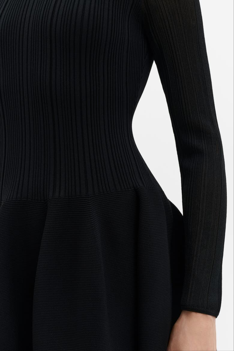 Elona Voluminous Knitted Midi Dress, Alternate, color, Black