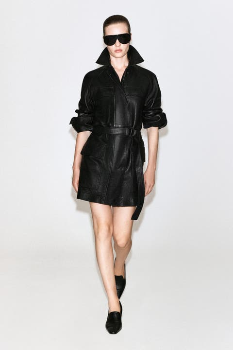 Belted Leather Workwear Jacket