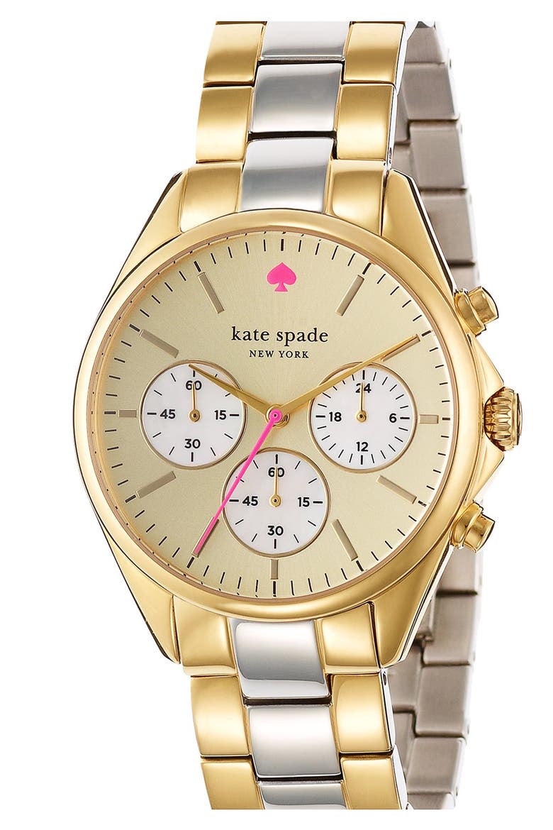 'seaport' chronograph bracelet watch, 38mm, Alternate, color, GOLD/ SILVER