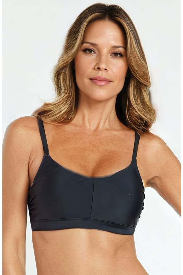 Adjustable Strap Clasp Swim Bra, Main, color, Black
