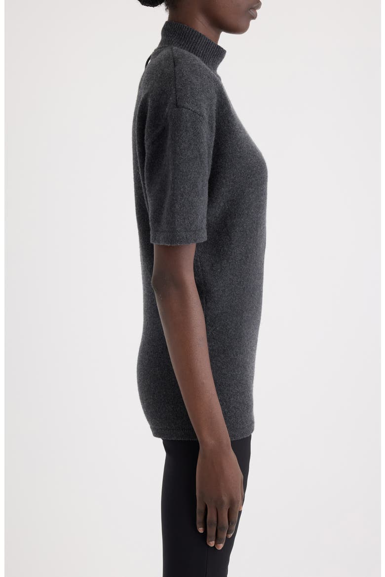 La Maille Castagna Short Sleeve Merino Wool & Cashmere Sweater, Alternate, color, DARK GREY