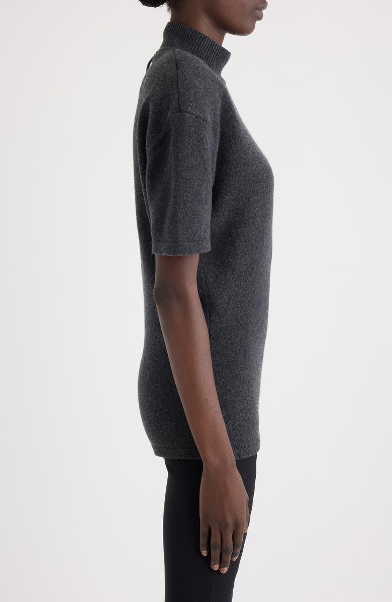 Jacquemus La Maille Castagna Short Sleeve Merino Wool & Cashmere Sweater, Alternate, color, Dark Grey