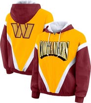 WEAR by Erin Andrews Women's WEAR by Erin Andrews Gold/Burgundy Washington Commanders Retro Crinkle Full-Zip Hoodie Windbreaker