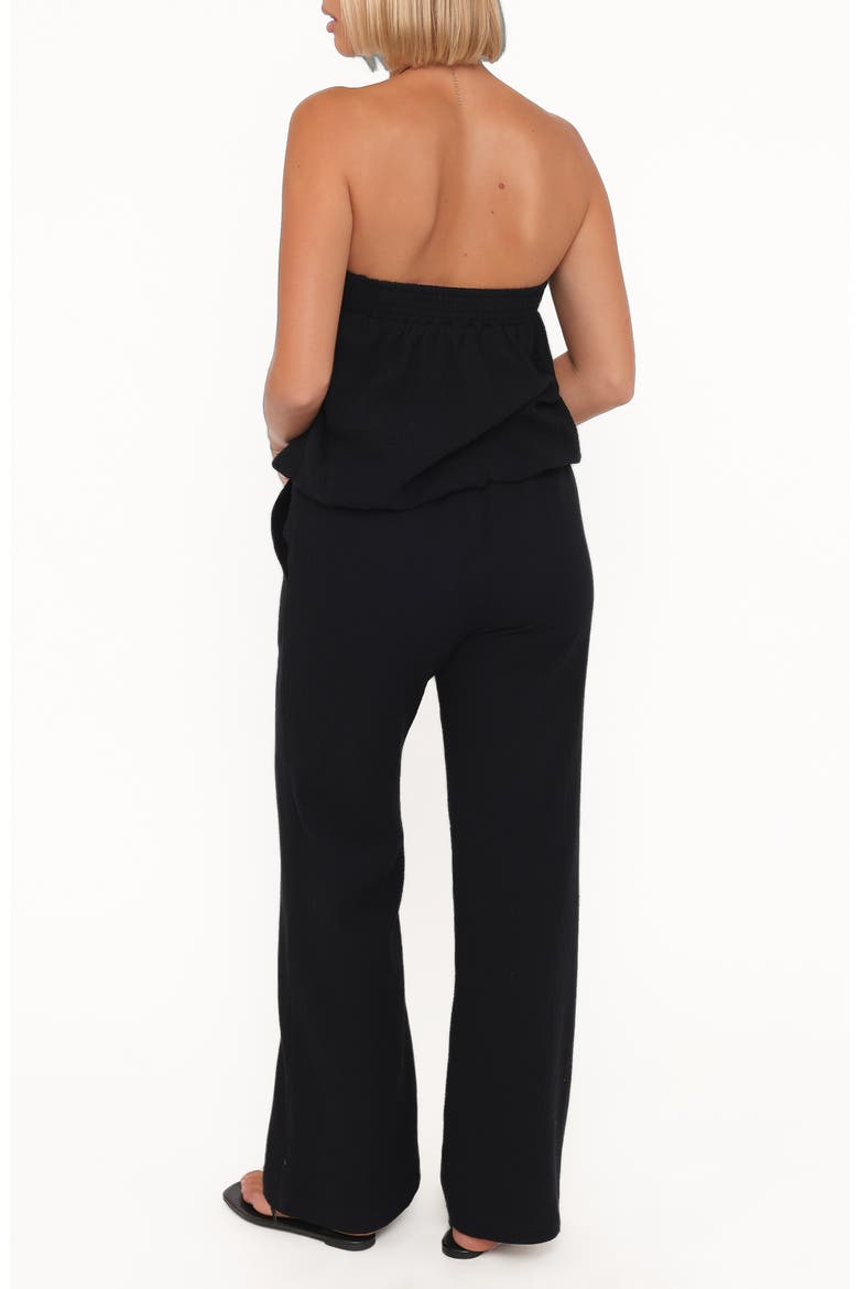 Olivia Cotton Strapless Top & Wide Leg Pants Set, Alternate, color, BLACK