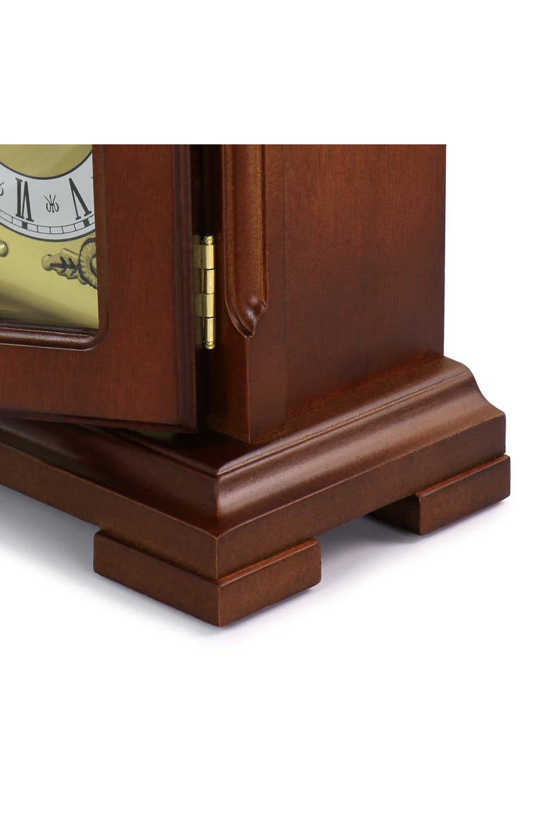 Bedford Clock Collection Mahogany Mantel Clock with Chimes, Alternate, color, Mahogany