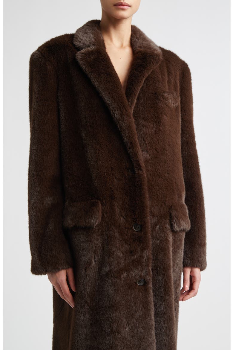 Emmie Faux Fur Coat, Alternate, color, BROWN