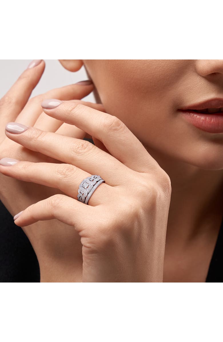 Julianna B. Diamond Princess Vintage Bridal Ring Set, Alternate, color, Sterling Silver