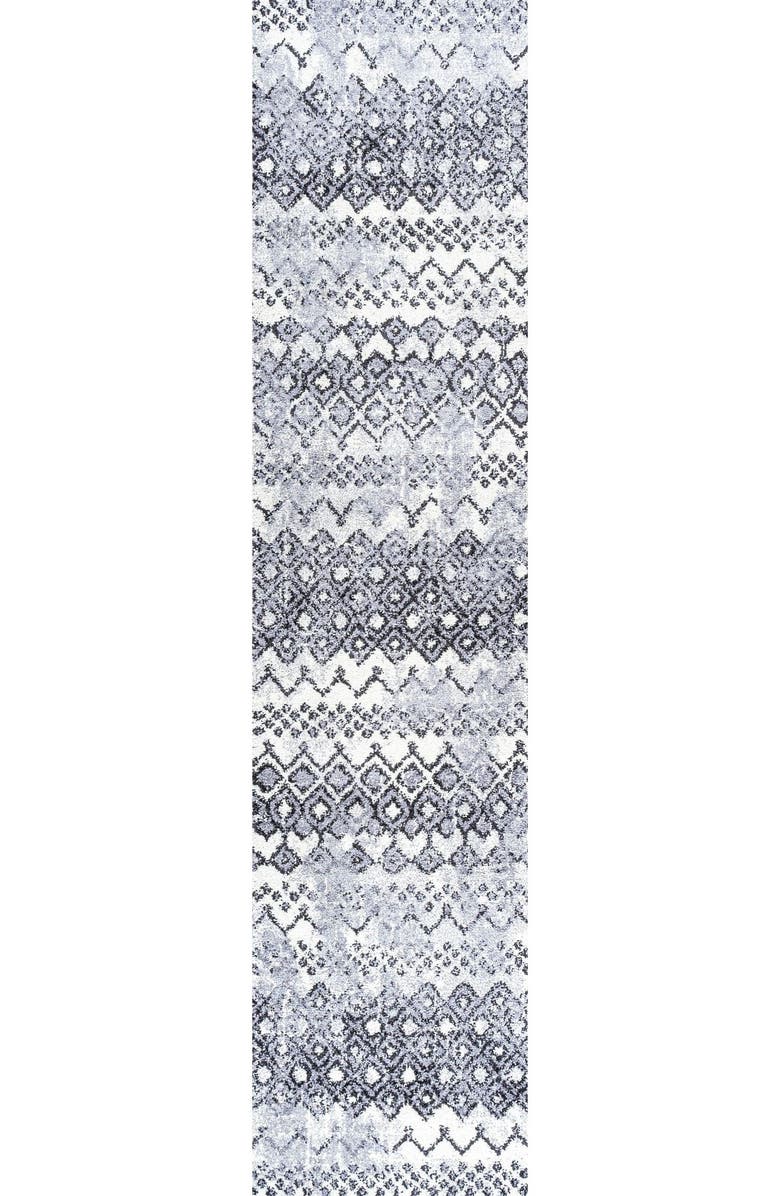 JONATHAN Y Azmar Moroccan Geometric Distressed Area Rug, Alternate, color, Ivory/Black