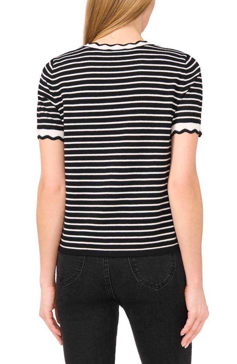 CeCe Stripe Scallop Neck Sweater, Alternate, color, Rich Black