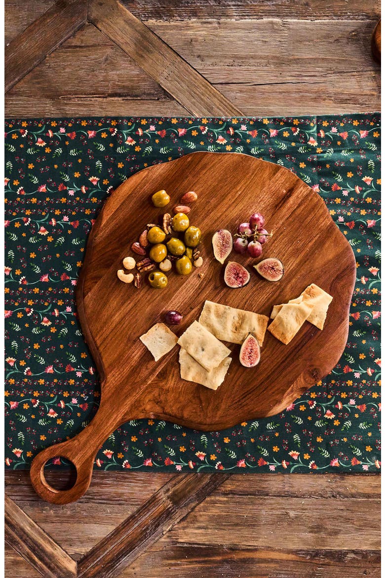Puro Round Teak Serving Board, Alternate, color, BROWN