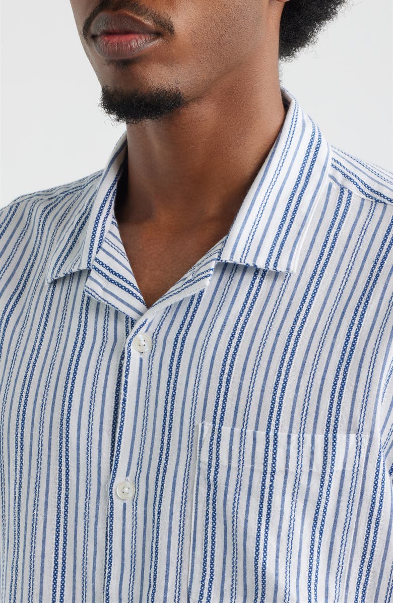 Obey Evans Stripe Camp Shirt, Alternate, color, Blue/ White Multi