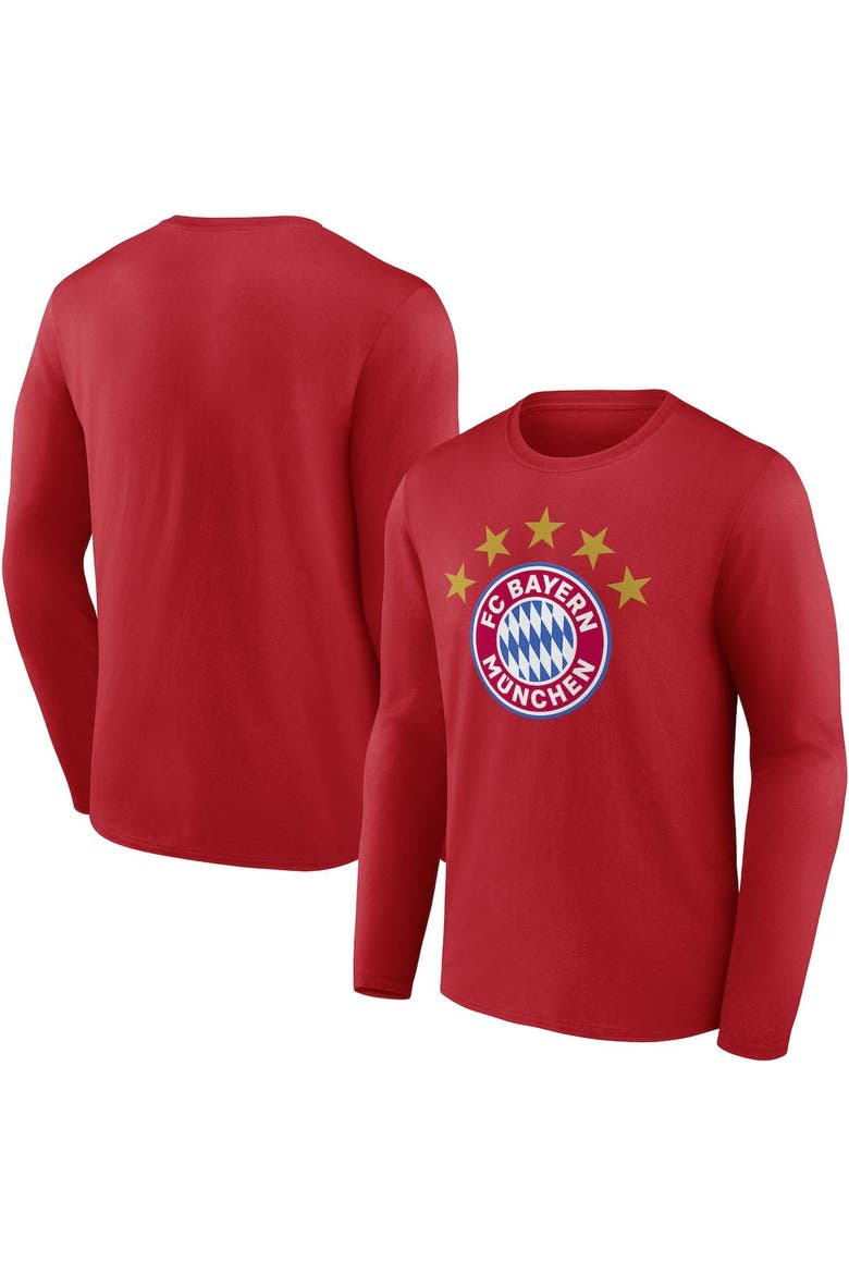 Men's Fanatics Branded Red Bayern Munich 5-Star Crest Long Sleeve T-Shirt, Main, color, Red