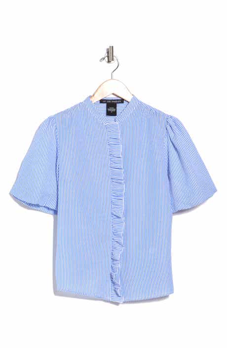 Striped Ruffle Bubble Sleeve Shirt