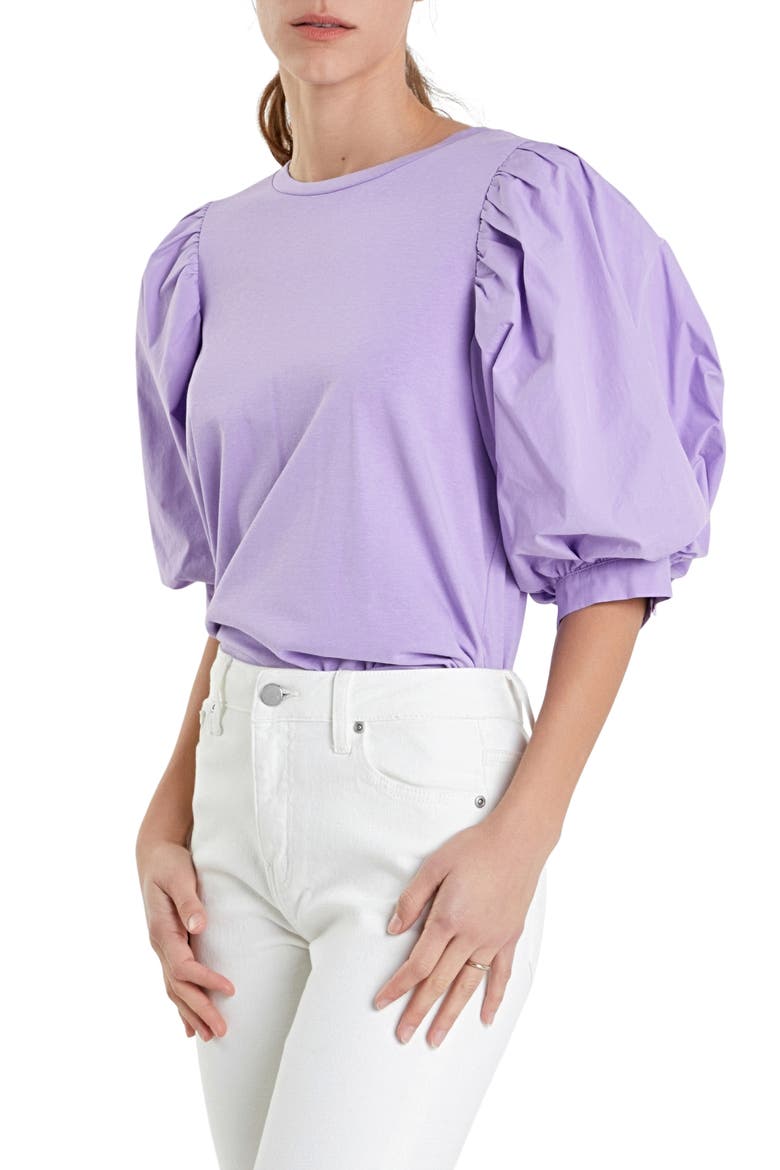 Mix Media Cotton Top, Alternate, color, LAVENDER