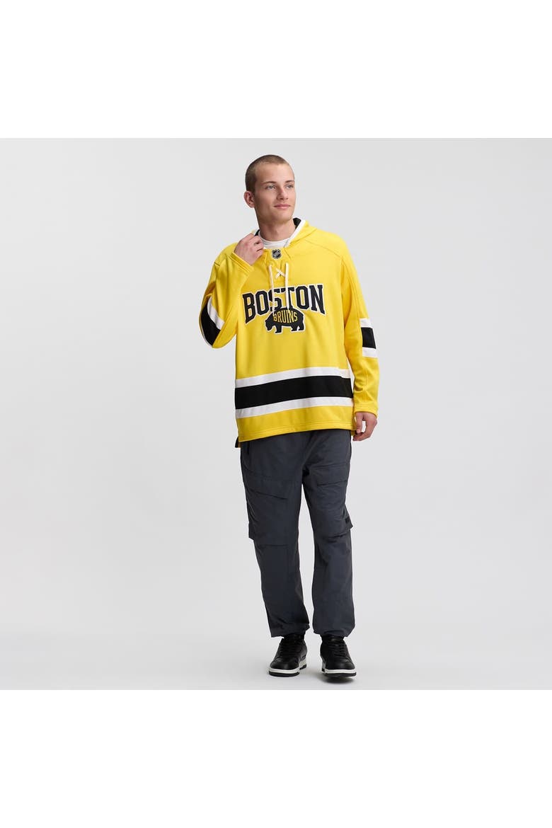 Men's Fanatics Gold Boston Bruins 2026 NHL Stadium Series Lace Up Hoodie, Alternate, color, Gold