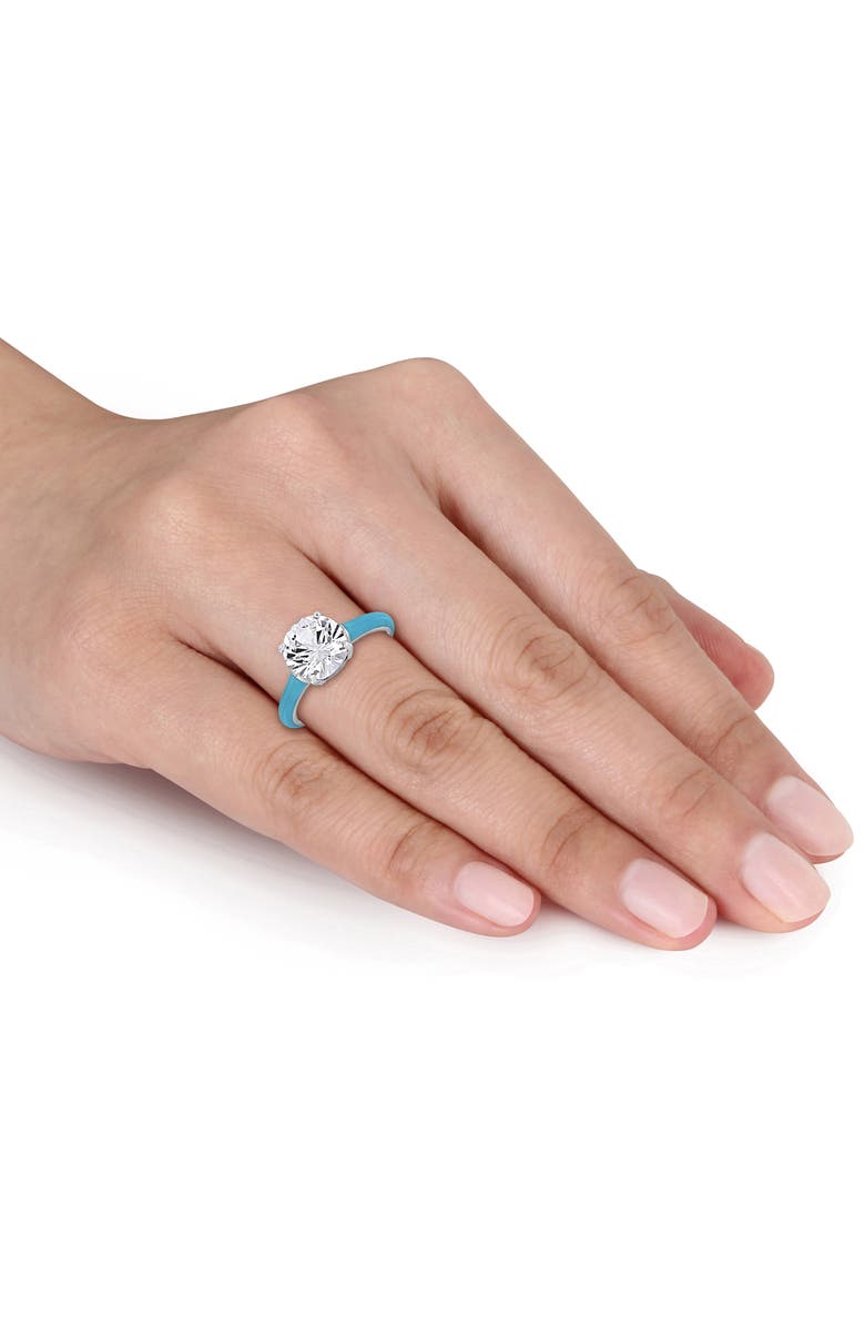 DELMAR Lab-Created White Sapphire & Enamel Ring, Alternate, color, 