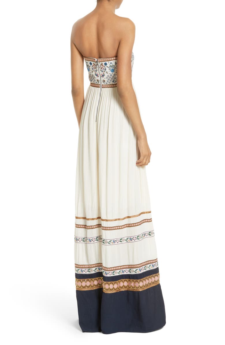 Alice + Olivia Quyen Embroidered Maxi Dress, Alternate, color,