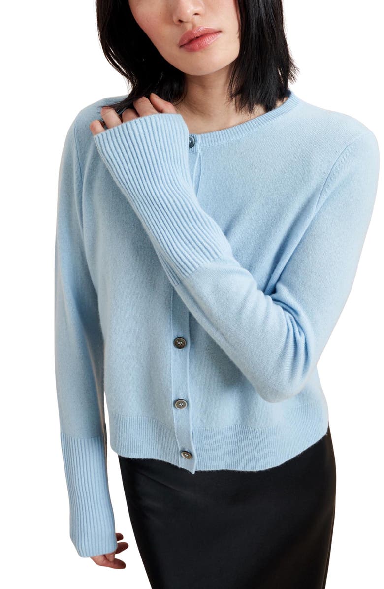 La Ligne Solid Lean Lines Cardigan, Alternate, color, Light Blue