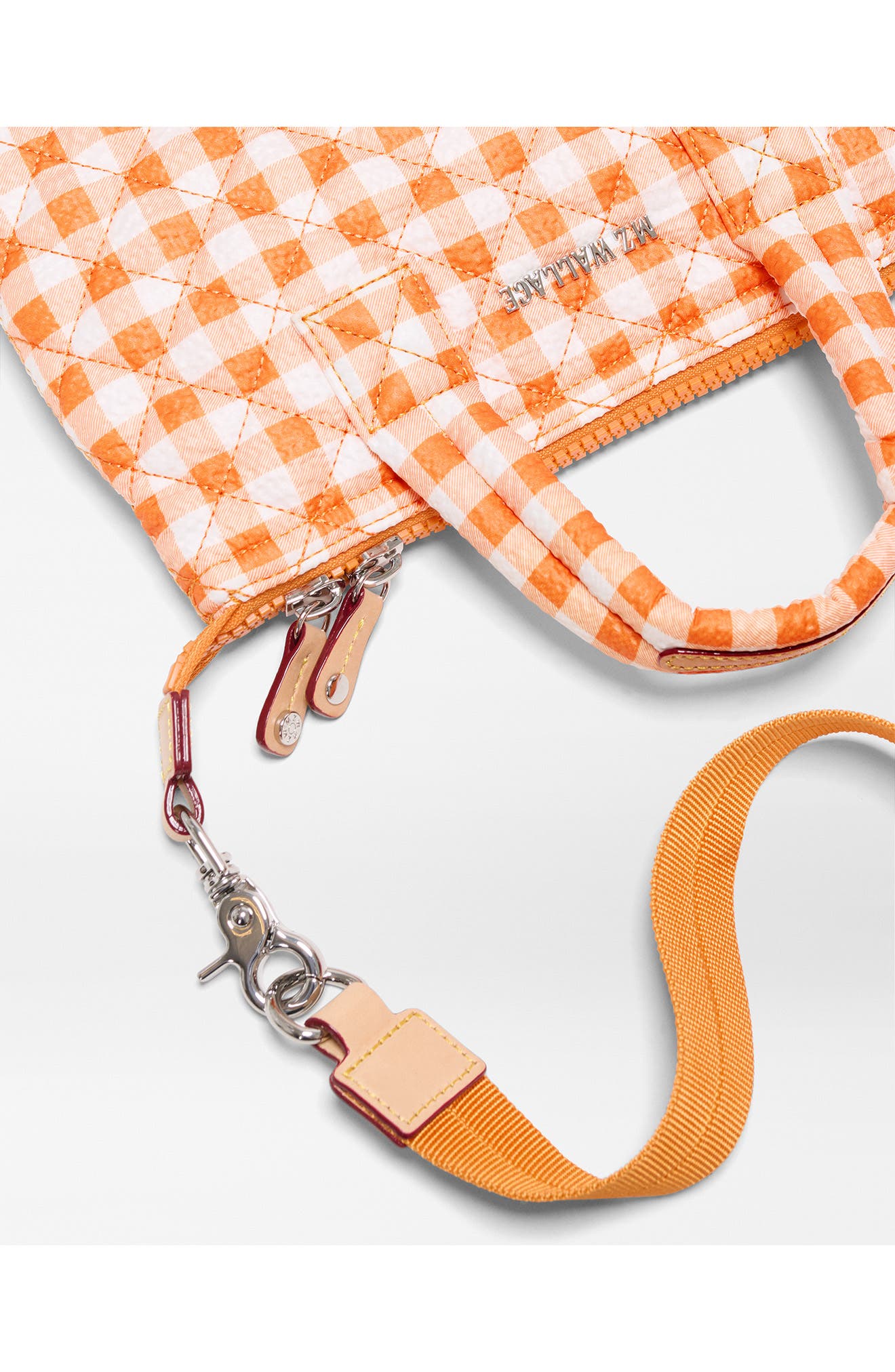Micro Sutton Tote, Alternate, color, SUNSET ORANGE GINGHAM