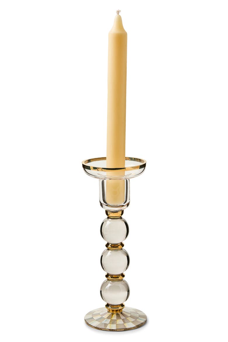 Sterling Check Large Glass Candleholder, Alternate, color, STERLING