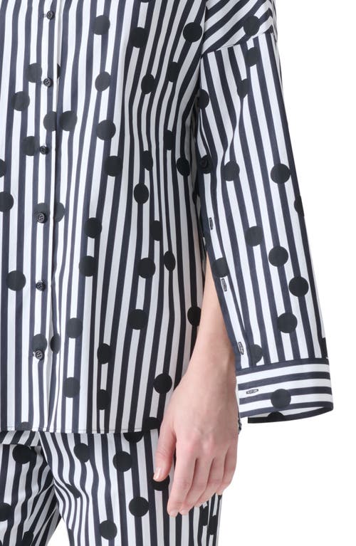 Akris Punto Polka Dot Stripe Cotton Tunic In Gray