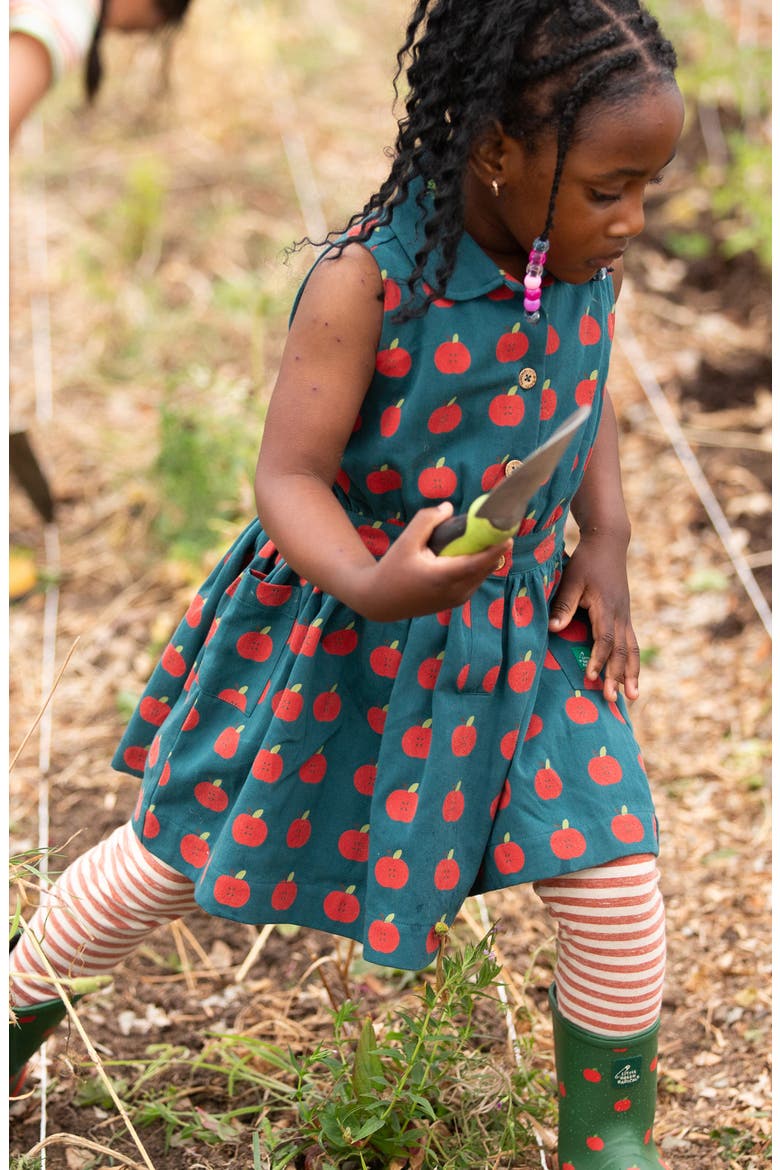 Kids' Apple Print Organic Cotton Dress, Alternate, color, BLUE