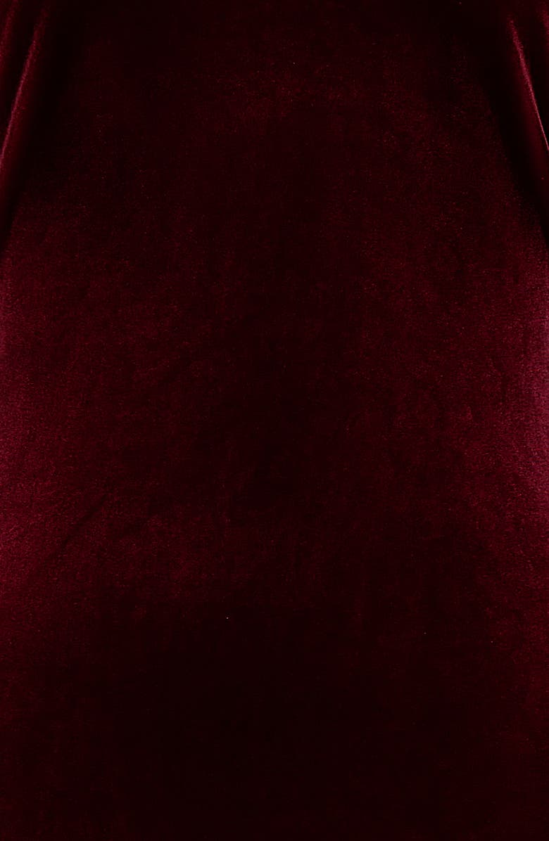 HOUSE OF CB Lavinia Feather Trim Long Sleeve Velvet Body-Con Cocktail Minidress, Alternate, color, 