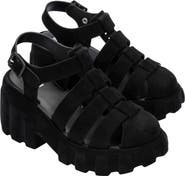 Melissa Megan Velvet Platform Fisherman Sandal